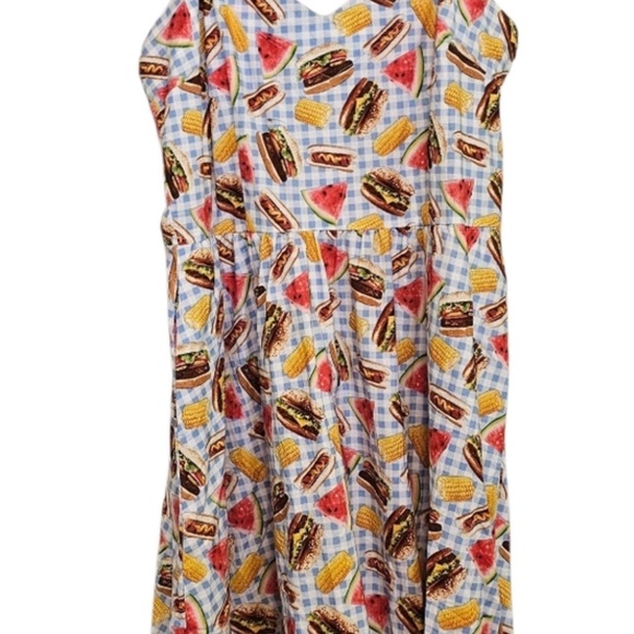 Retrolicious Blue Checkered Food Print Dress - Picture 2 of 6